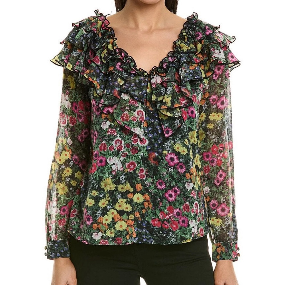 Ted Baker Frilled V neck long sleeves blouse - Picture 2 of 4